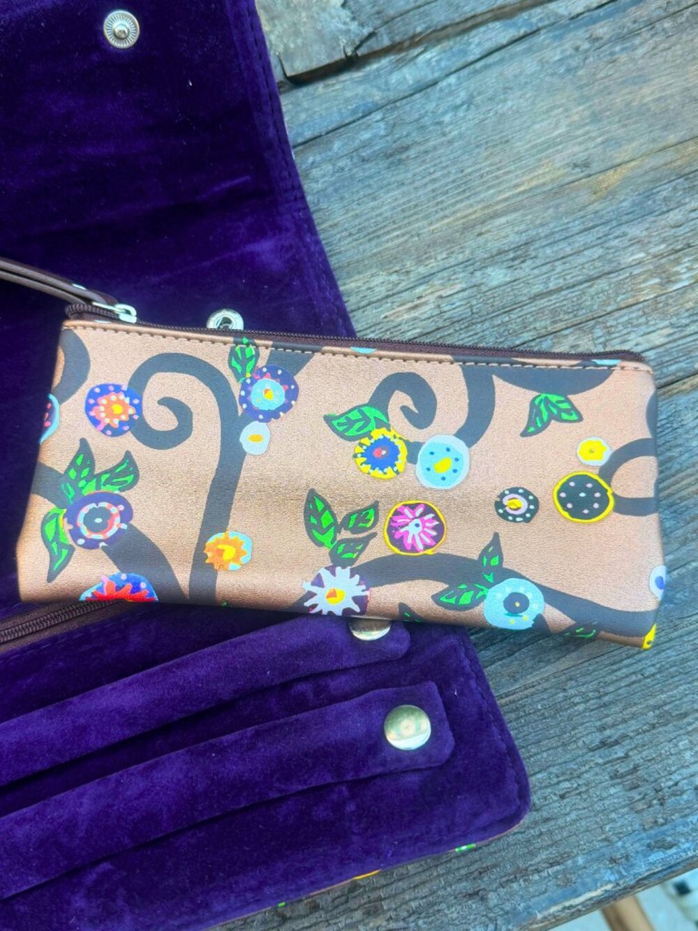 St Jude Rose Bronze Metallic Gold Trifold Travel Jewelry Case Pouch Wallet NWOT - Picture 5 of 5